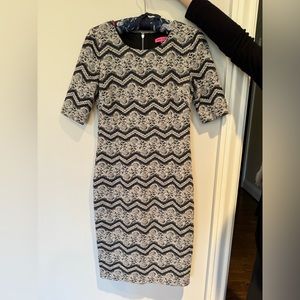 Betsey Johnson dress. Brocade lace. Gray and black